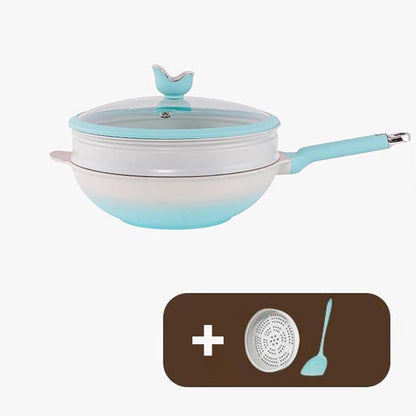 🎅Christmas Pre-Sale🎁Non-Stick Ceramic Fry Pan with Steamer Basket & Lid